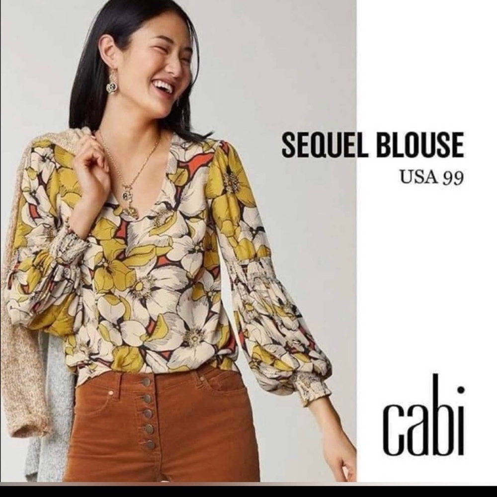 CAbi Sequel Blouse - Yellow and White Floral Top